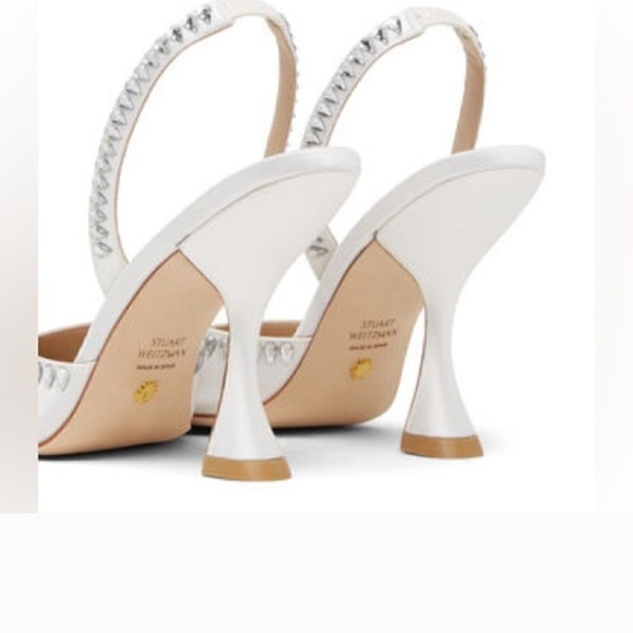Stuart Weitzman Cream Heels with Rhinestone Accents - Picture 4 of 7